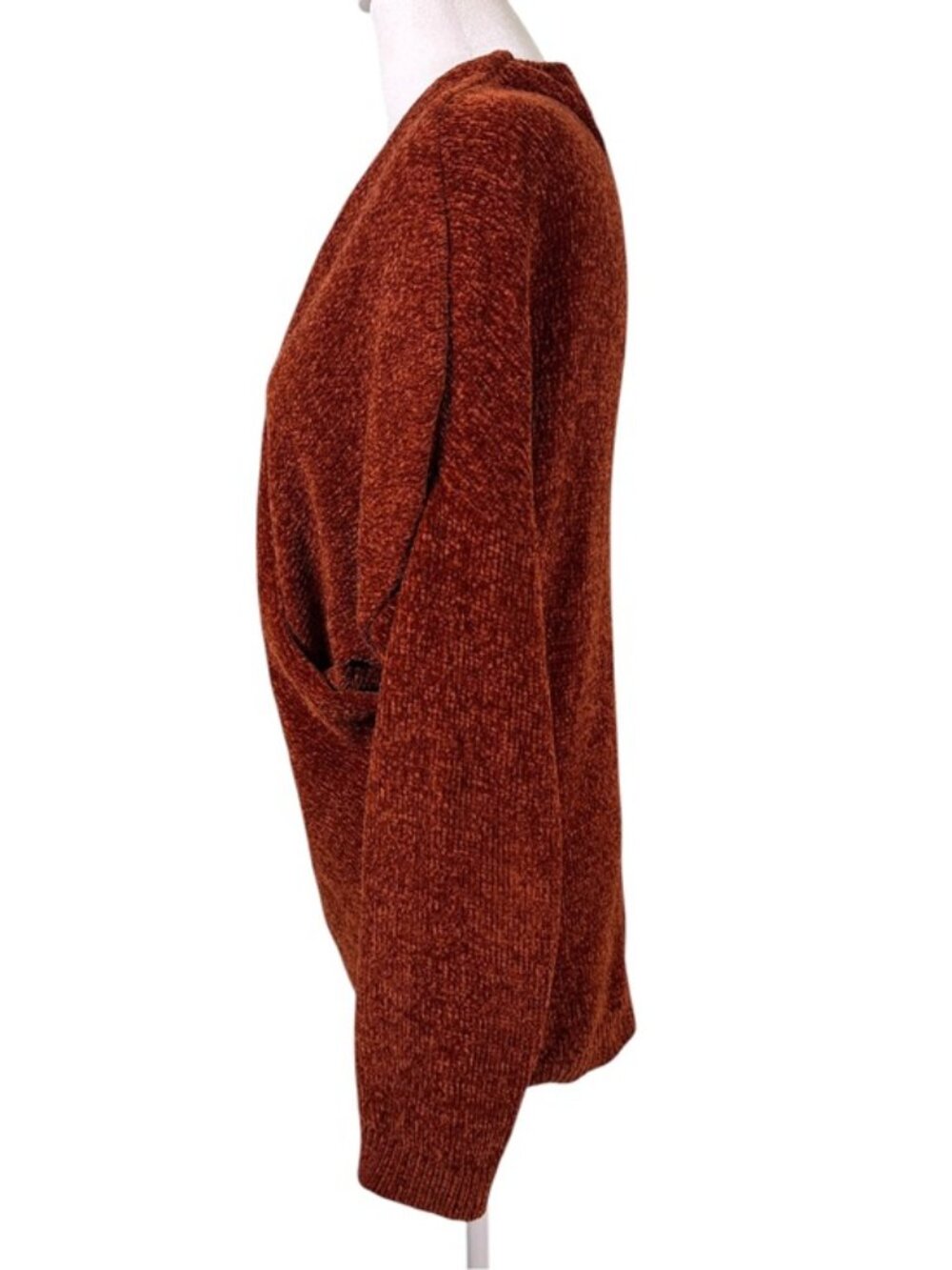 All In Favor Rust Chenille Faux Wrap Sweater Medium Soft Cozy Pullover - Picture 5 of 12